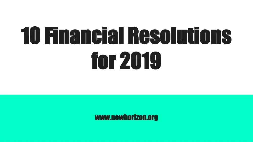 10 financial resolutions for 2019