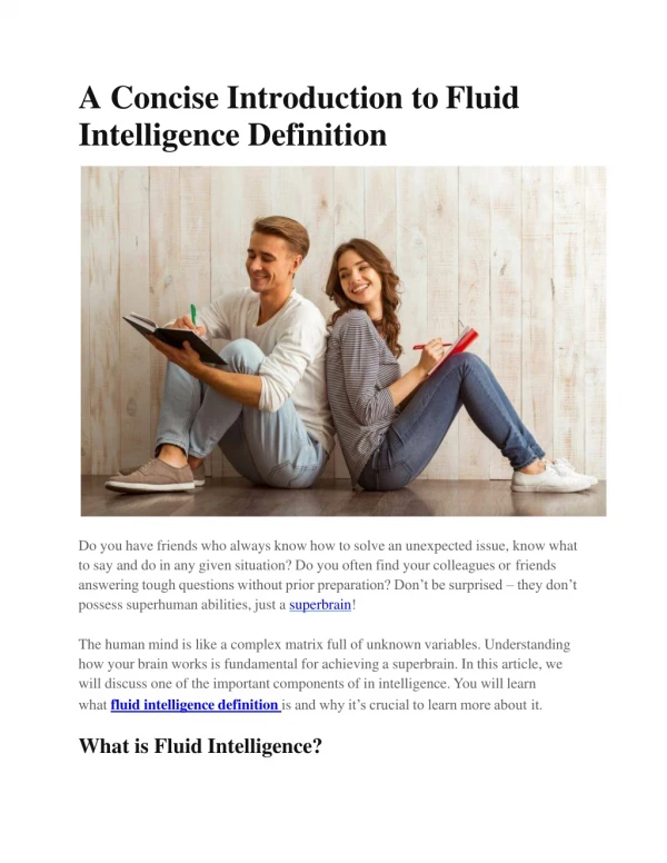 Fluid Intelligence Definition