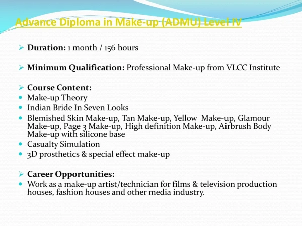 Advance Diploma in Cosmetic Makeup