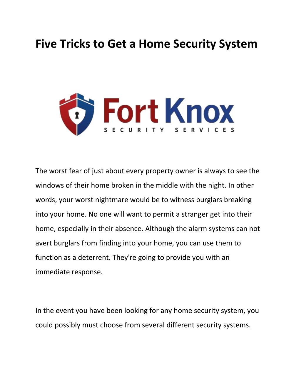five tricks to get a home security system