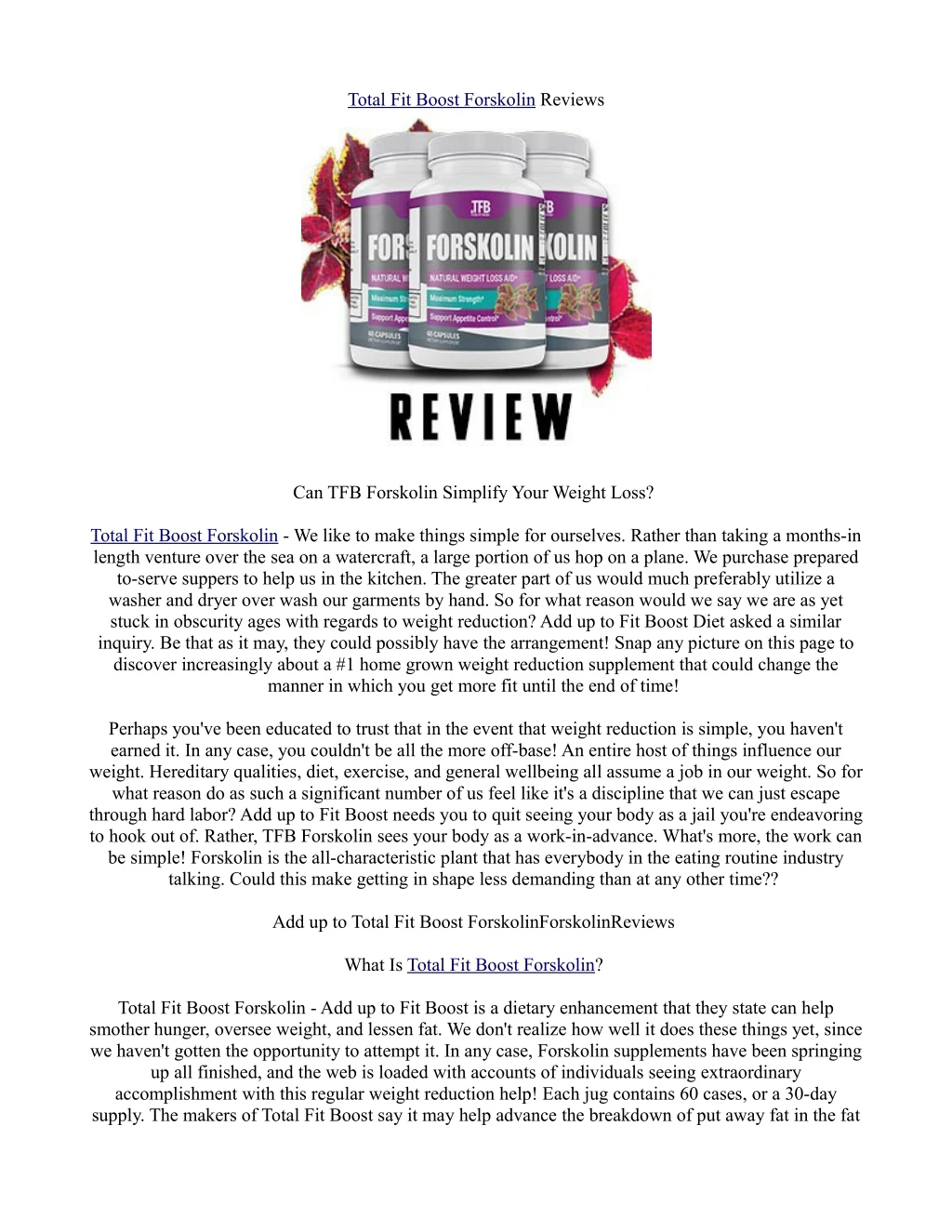 total fit boost forskolin reviews