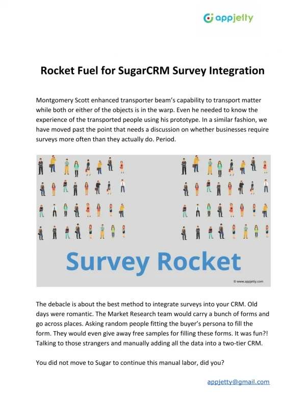 Rocket Fuel for SugarCRM Survey Integration