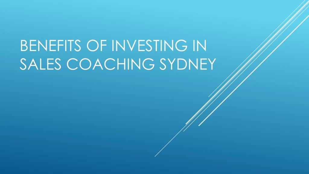 benefits of investing in sales coaching sydney