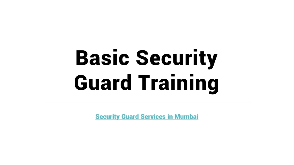 basic security guard training