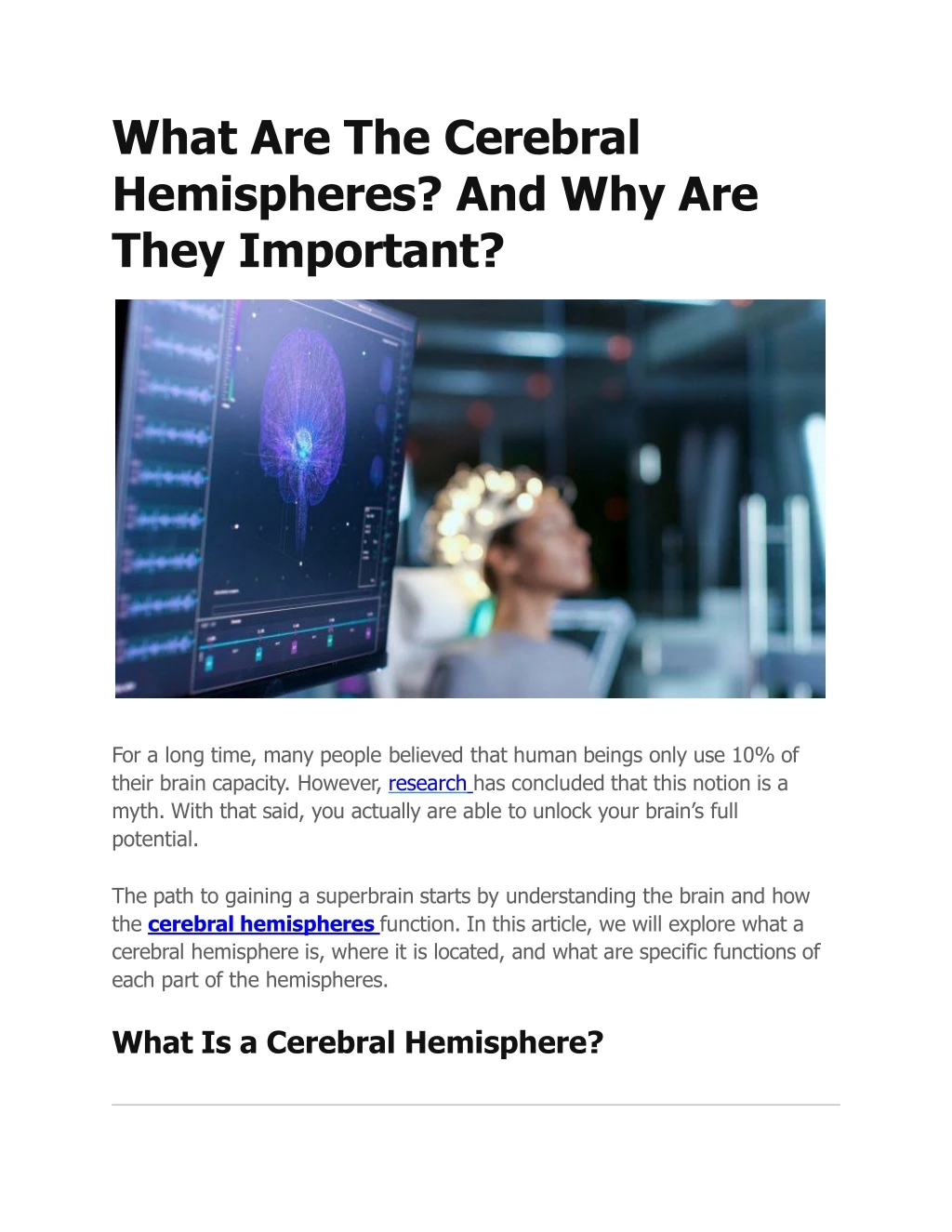 what are the cerebral hemispheres and why are they important