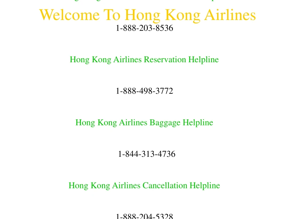 welcome to hong kong airlines