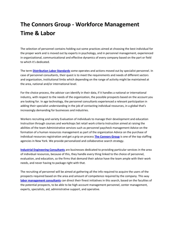 The Connors Group - Workforce Management Time & Labor