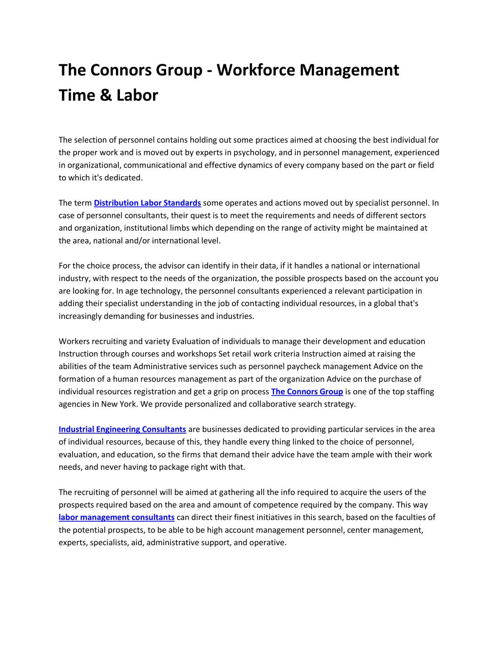 the connors group workforce management time labor