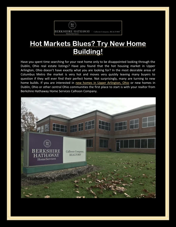 Hot Markets Blues? Try New Home Building!