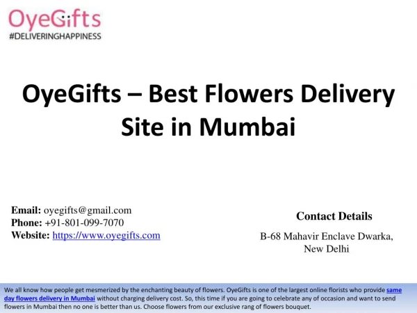 OyeGifts - Best Flowers Delivery Site in Mumbai