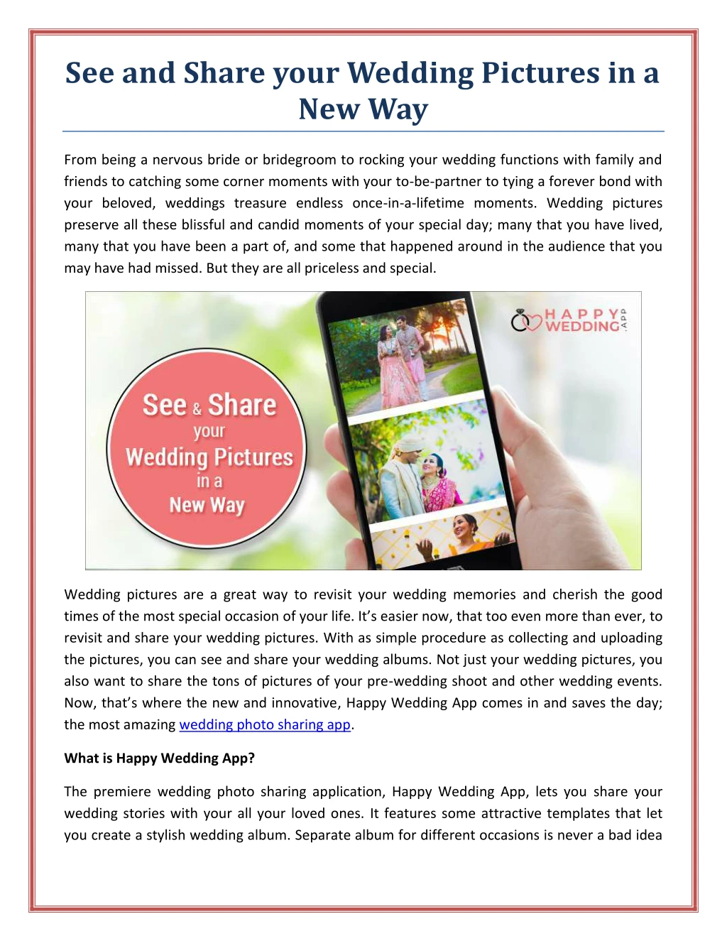 see and share your wedding pictures in a new way
