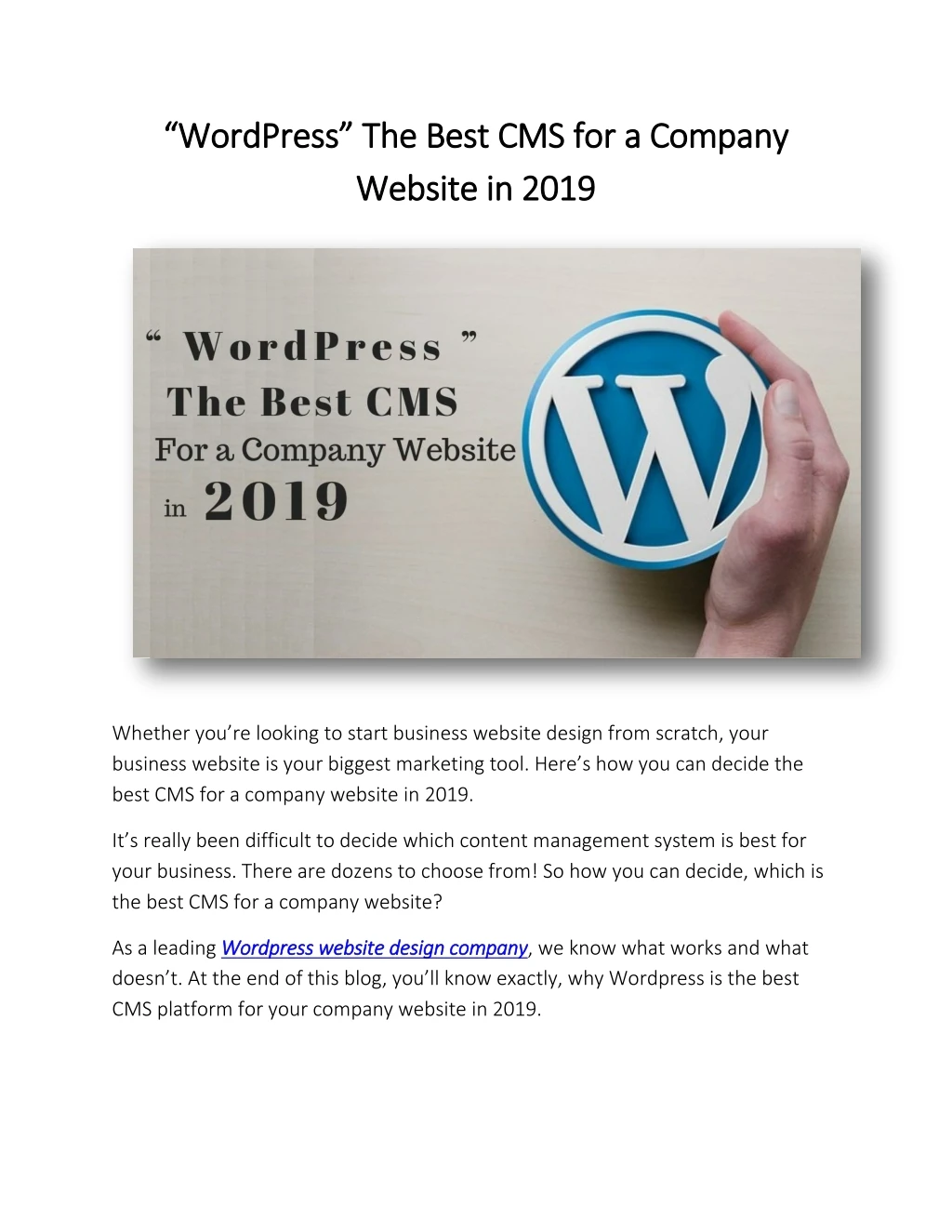 wordpress wordpress the best cms for a company