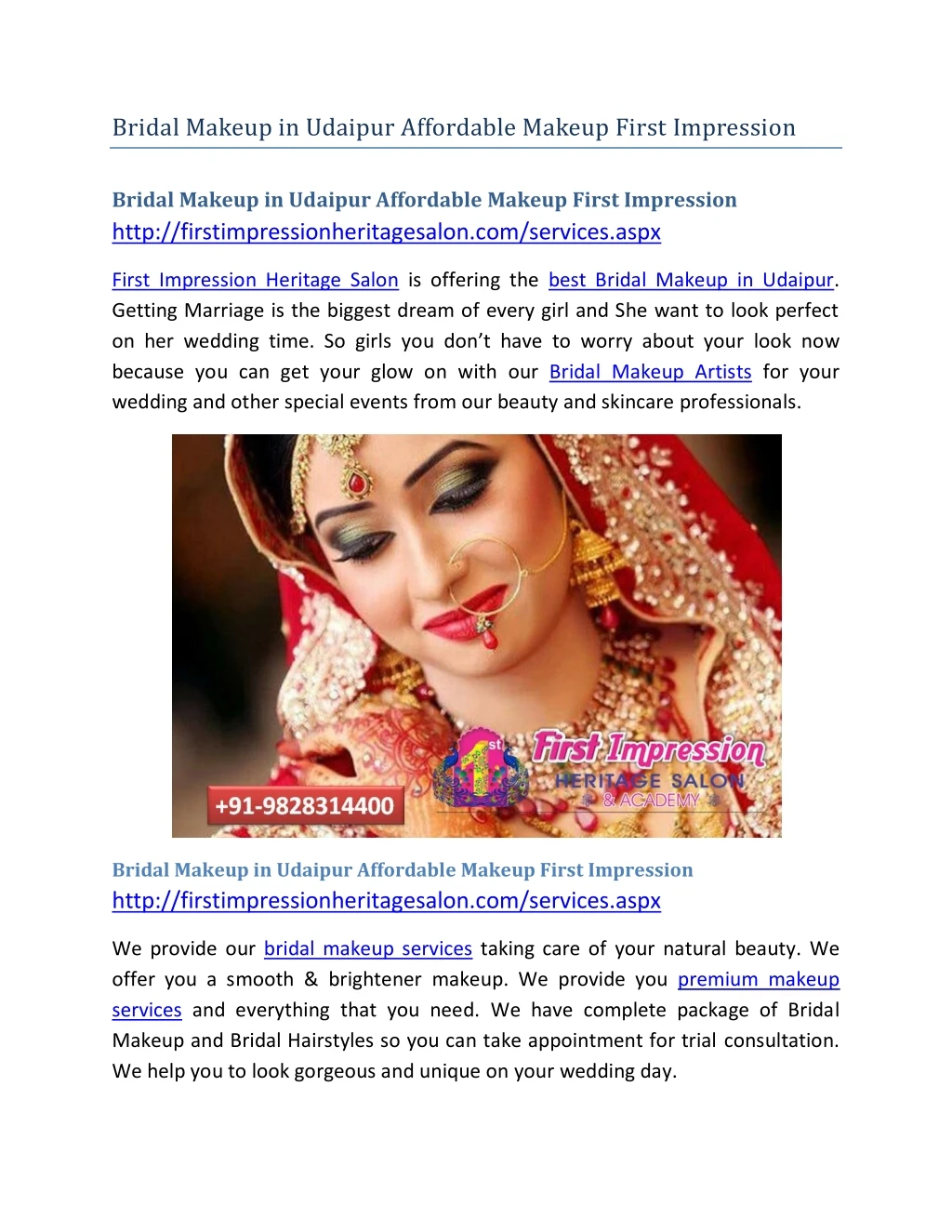 bridal makeup in udaipur affordable makeup first