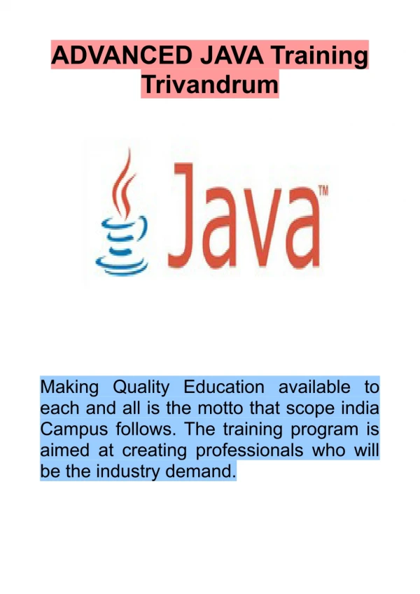advanced java training trivandrum