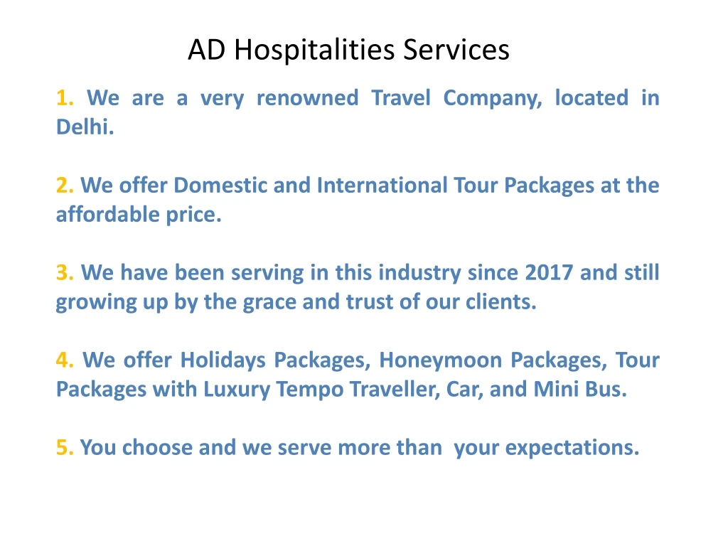 ad hospitalities services