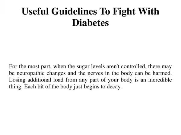 Useful Guidelines To Fight With Diabetes