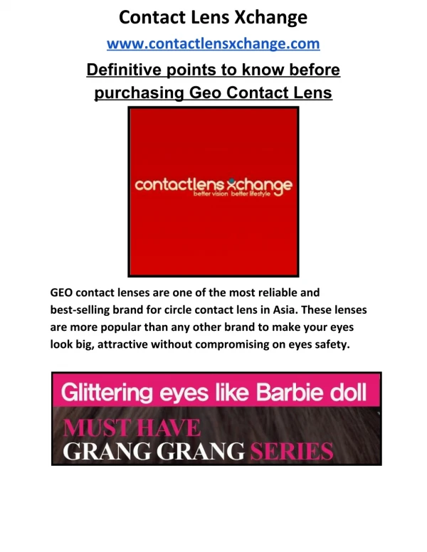 Definitive points to know before purchasing Geo Contact Lens