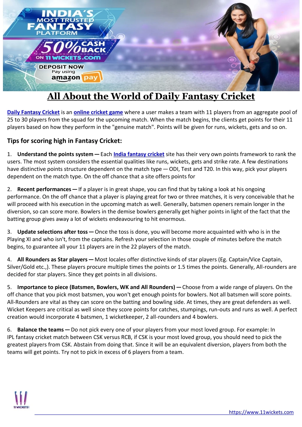 all about the world of daily fantasy cricket