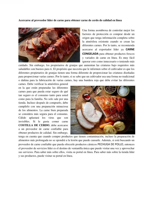 acercarse al proveedor l der de carne para