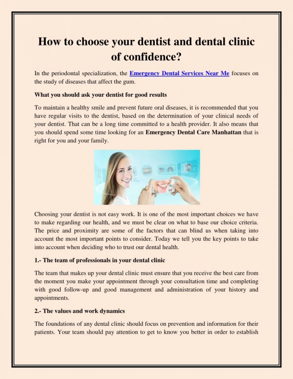 How to choose your dentist and dental clinic of confidence