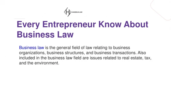 Entrepreneur Know About Business Law