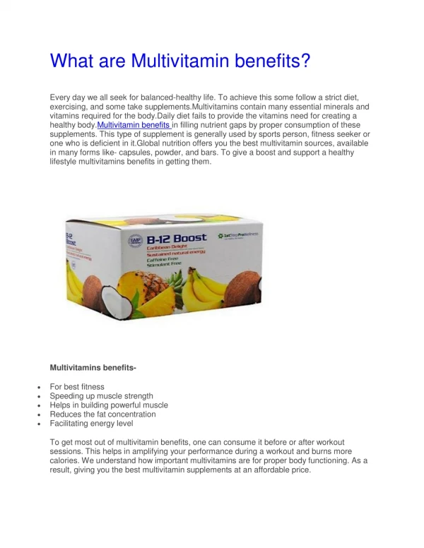 What are Multivitamin Benifits