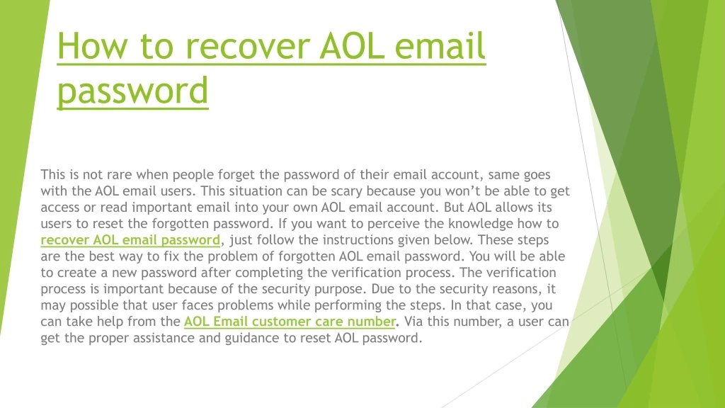 how to recover aol email password