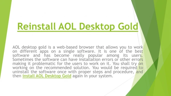 1-844-794-2515 Reinstall AOL Desktop Gold