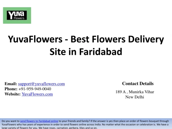 YuvaFlowers - Best Flowers Delivery Site in Faridabad