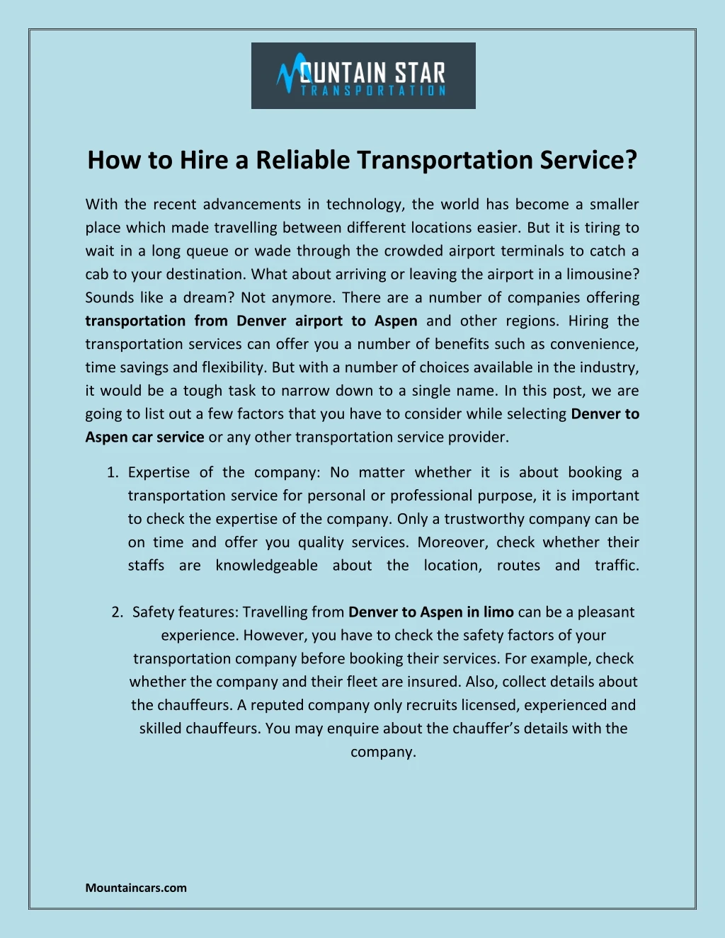 how to hire a reliable transportation service
