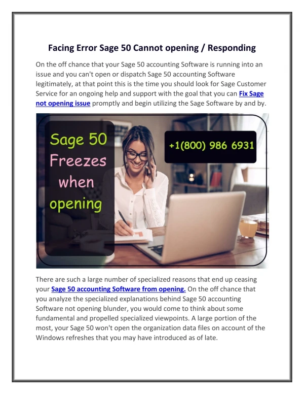 Facing Error Sage 50 Can’t opening / Responding