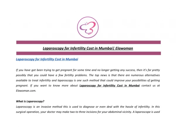 Laparoscopy for Infertility Cost in Mumbai | Elawoman