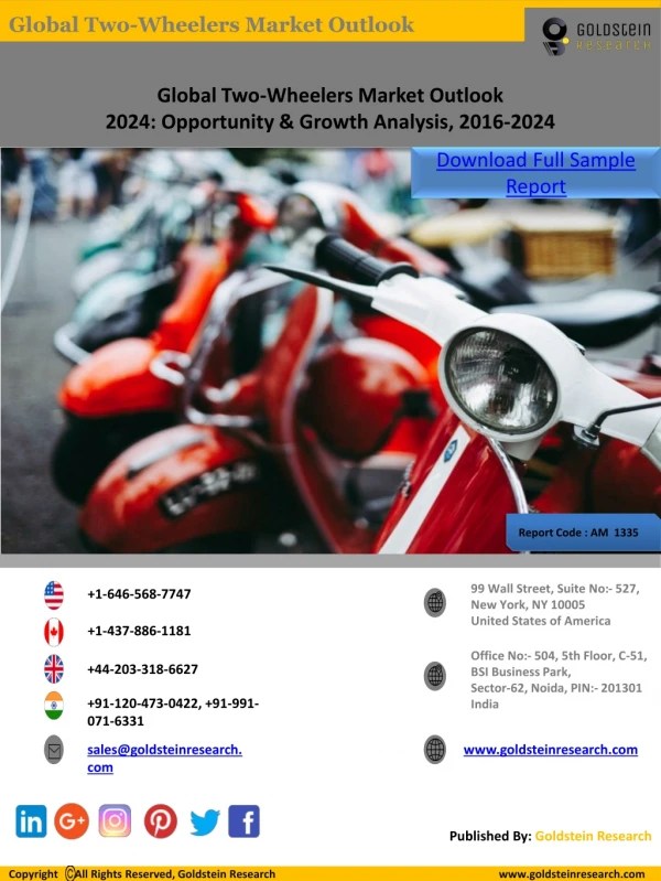 Global Two Wheeler Market Size, Share, Analysis & Industry Forecast 2016-2024