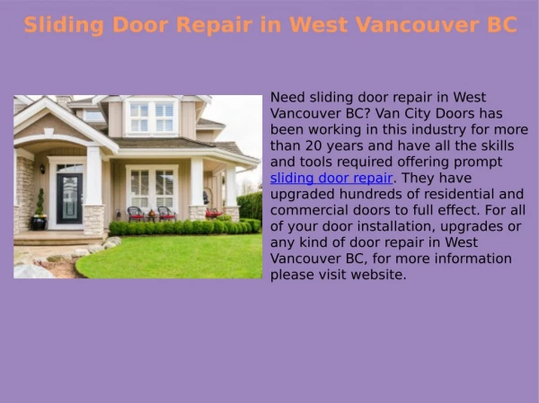 Top Quality Sliding Door Repair in West Vancouver BC