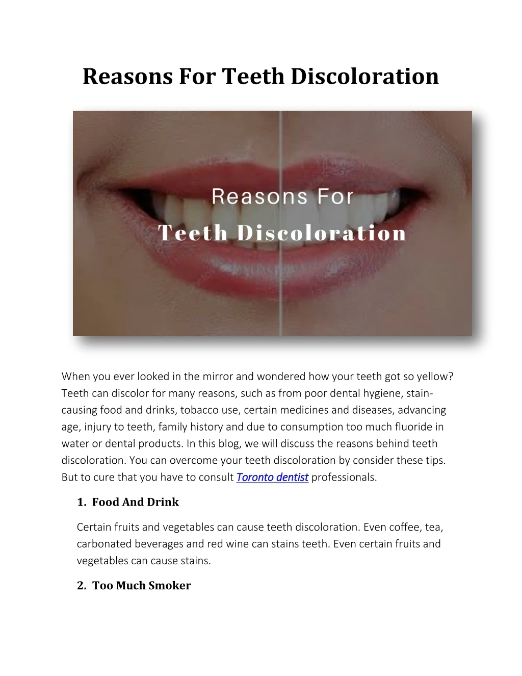 reasons for teeth discoloration