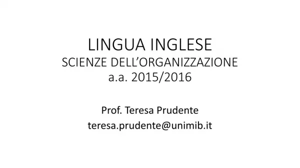 LINGUA INGLESE SCIENZE DELL’ORGANIZZAZIONE a.a . 2015/2016