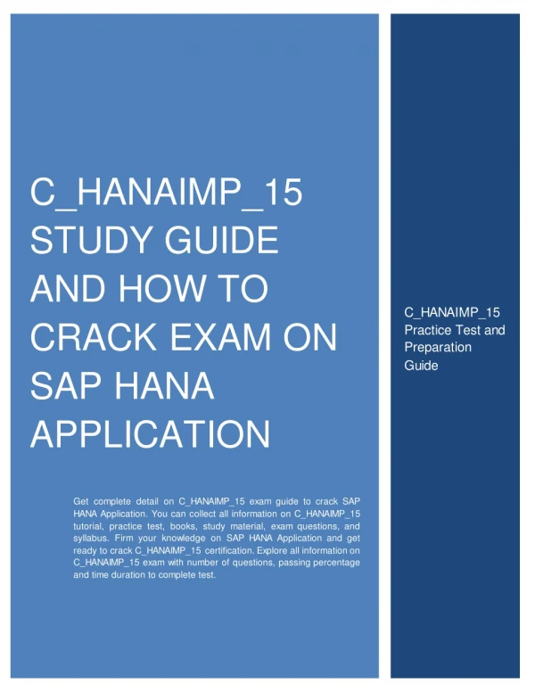 C_HANAIMP_15 Study Guide and How to Crack Exam on SAP HANA Application