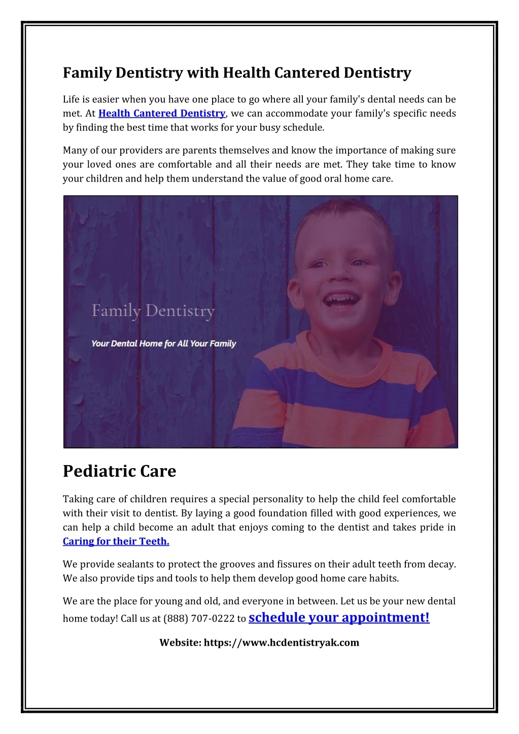 family dentistry with health cantered dentistry