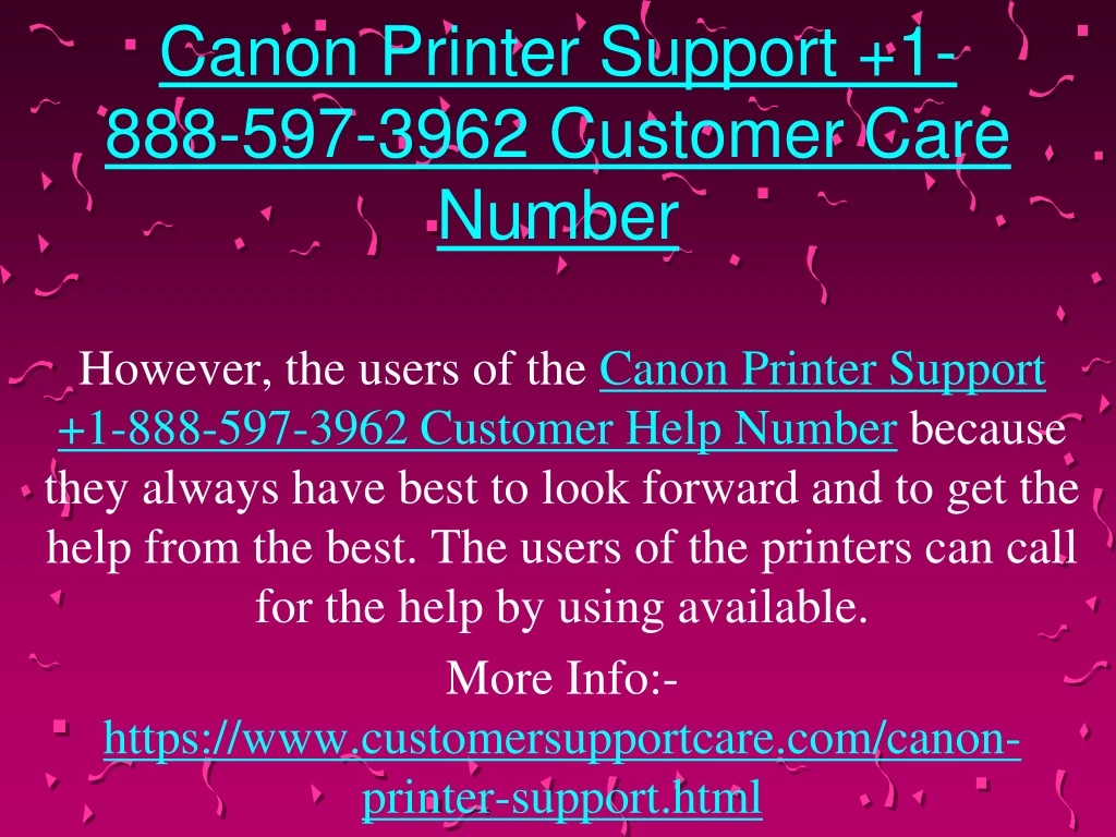 canon printer support 1 888 597 3962 customer care number