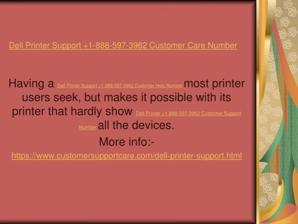 1-888-597-3962 Dell Printer Support Phone Number