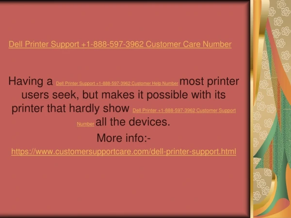 1-888-597-3962 Dell Printer Tech Support Phone Number