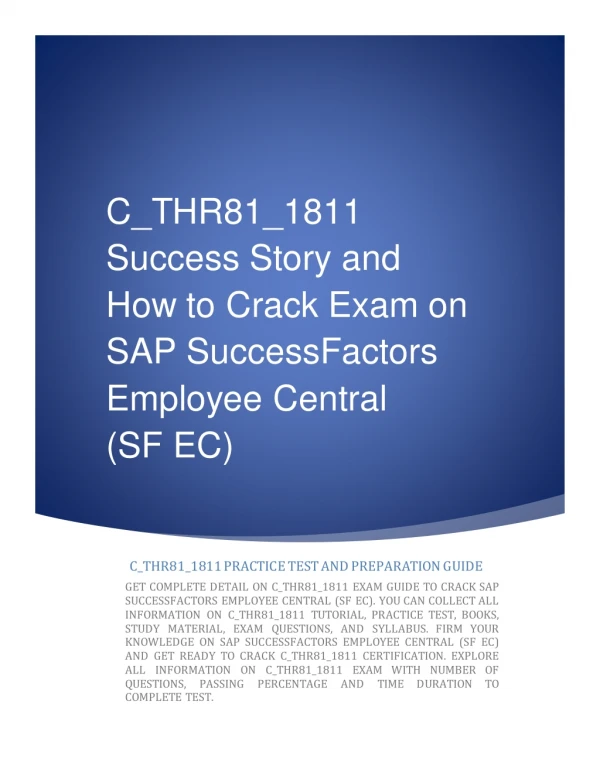 How to Get High Score in SAP SuccessFactors Employee Central (C_THR81_1811) Certification Exam.