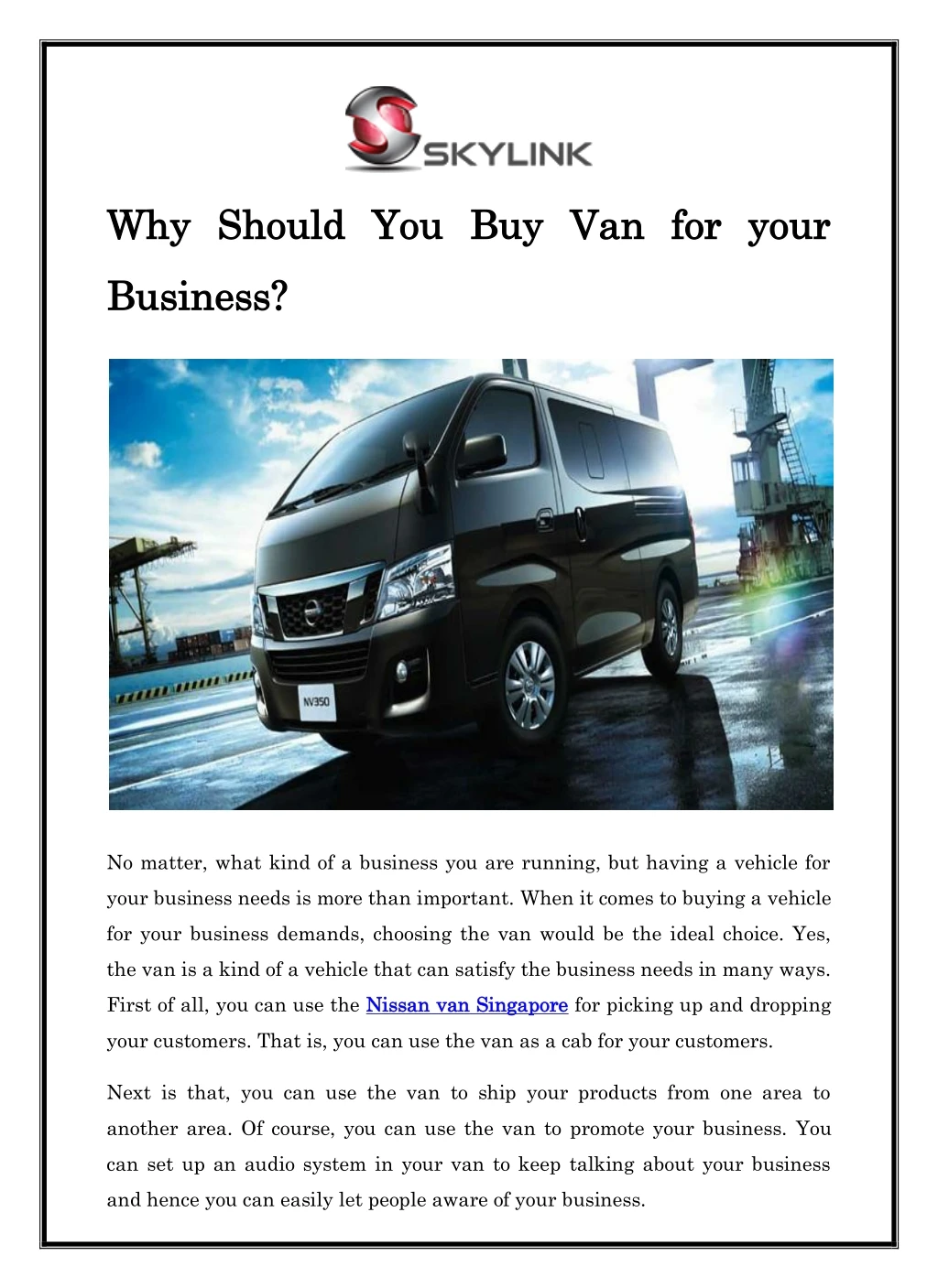 why should you buy van for your why should