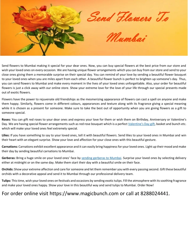 Send Flowers To Mumbai