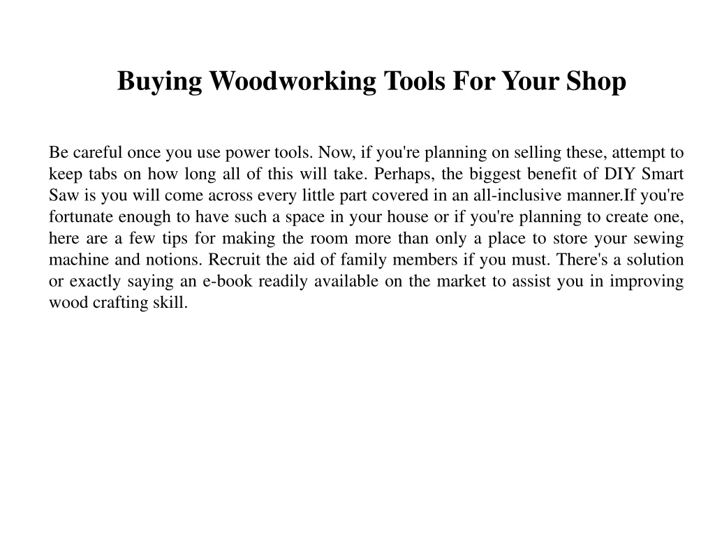 buying woodworking tools for your shop