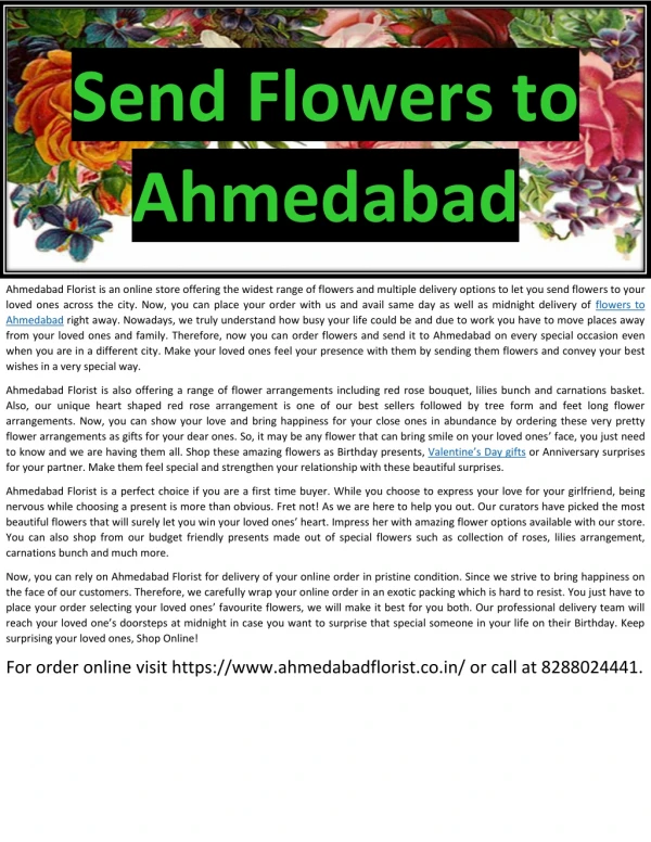 Send Flowers To Ahmedabad