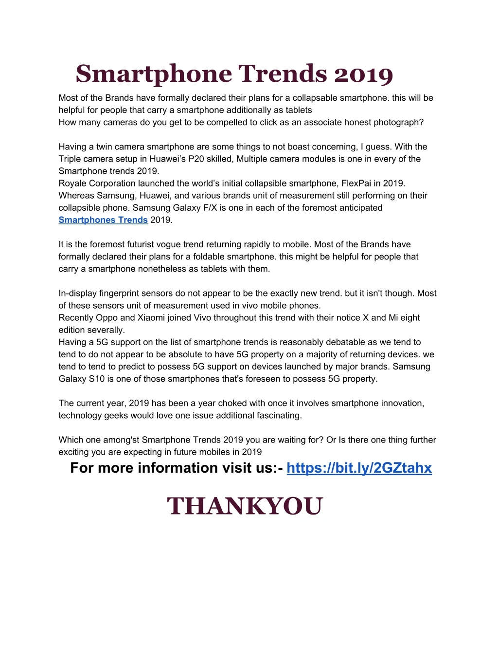 smartphone trends 2019