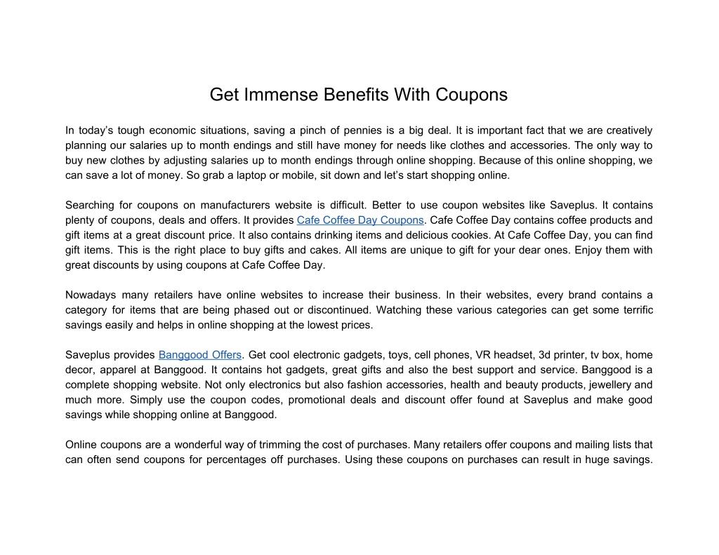 get immense benefits with coupons