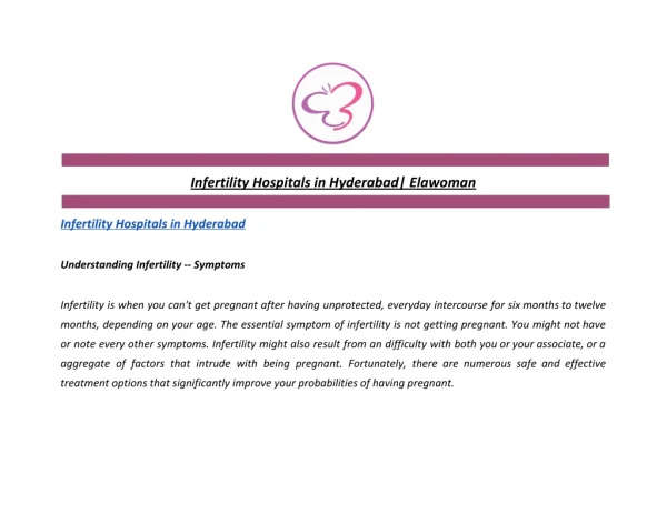 Infertility Hospitals in Hyderabad | Elawoman