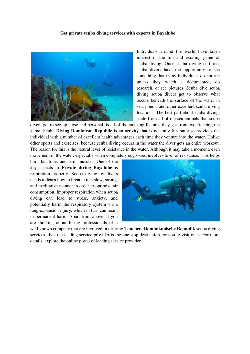 get private scuba diving services with experts